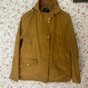 Love Tree Hooded Utility Jacket in Mustard Brown